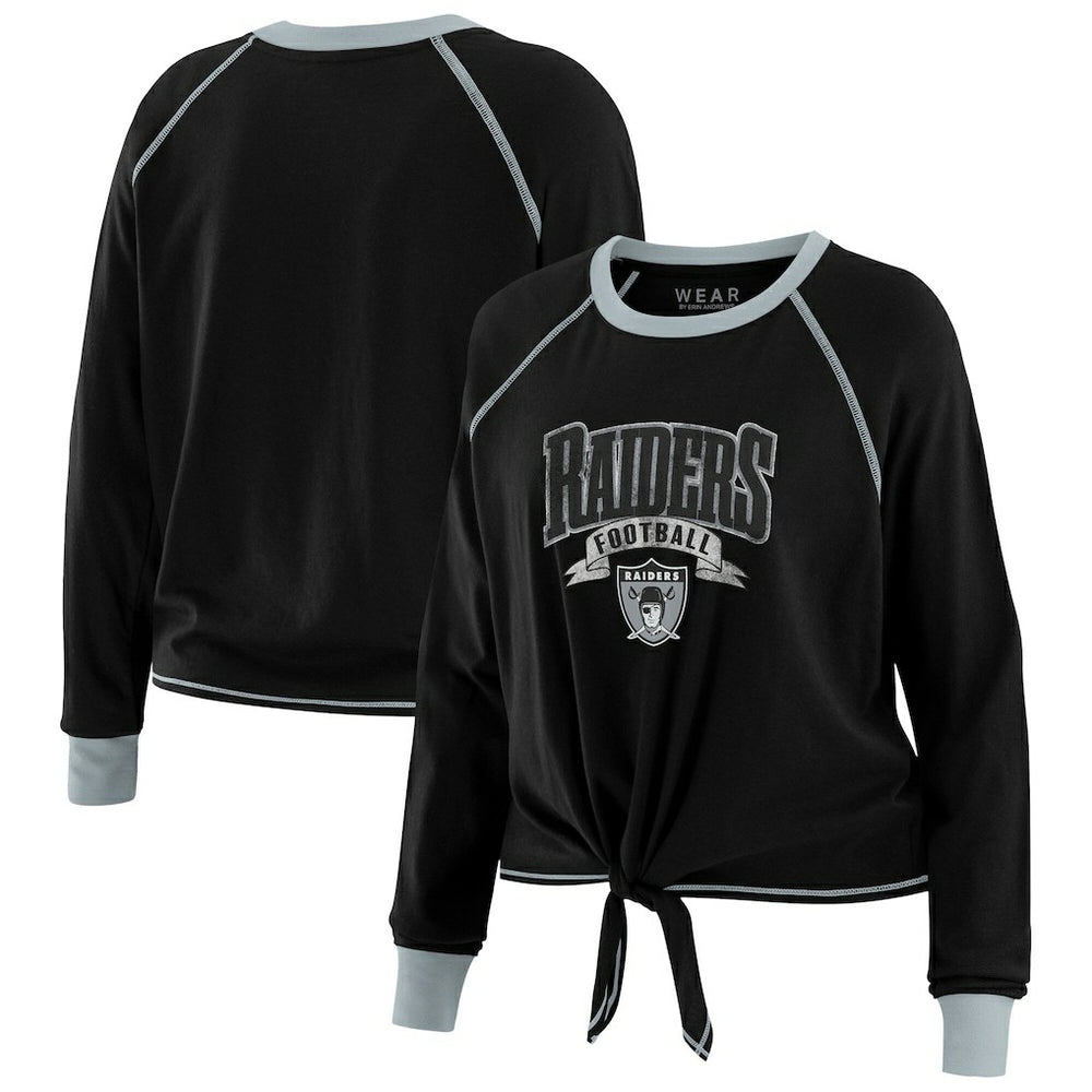 Las Vegas Raiders WEAR by Erin Andrews Women's Plus Size Tie-Front Long Sleeve Top | NFL Near me