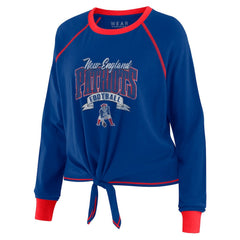 New England Patriots WEAR by Erin Andrews Women's Plus Size Tie-Front Long Sleeve Top | NFL Discount