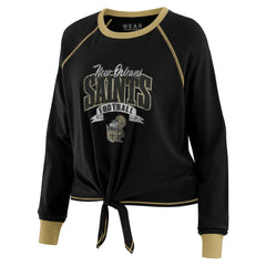 New Orleans Saints WEAR by Erin Andrews Women's Plus Size Tie-Front Long Sleeve Top | NFL Sale