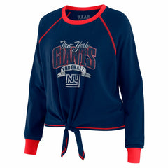 New York Giants WEAR by Erin Andrews Women's Plus Size Tie-Front Long Sleeve Top | NFL Online