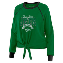 New York Jets WEAR by Erin Andrews Women's Plus Size Tie-Front Long Sleeve Top | NFL US
