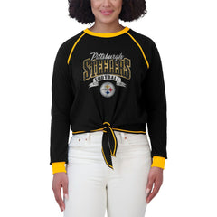 Pittsburgh Steelers WEAR by Erin Andrews Women's Plus Size Tie-Front Long Sleeve Top | NFL Near me