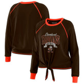 Cleveland Browns WEAR by Erin Andrews Women's Plus Size Tie-Front Long Sleeve Top | NFL On sale