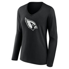 Arizona Cardinals Women's Personalized Name & Number Monochrome Long Sleeve V-Neck T-Shirt | NFL Discount