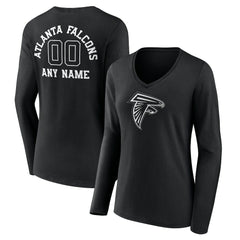 Atlanta Falcons Women's Personalized Name & Number Monochrome Long Sleeve V-Neck T-Shirt | NFL Online