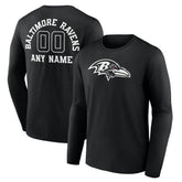 Baltimore Ravens Personalized Name & Number Monochrome Long Sleeve T-Shirt | NFL Outlet