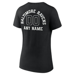Baltimore Ravens Women's Personalized Name & Number Monochrome V-Neck T-Shirt | NFL Sale