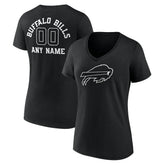 Buffalo Bills Women's Personalized Name & Number Monochrome V-Neck T-Shirt | NFL US