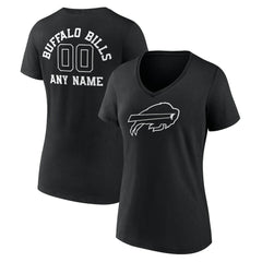 Buffalo Bills Women's Personalized Name & Number Monochrome V-Neck T-Shirt | NFL US