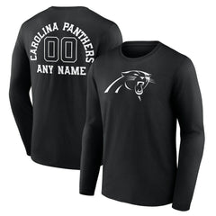 Carolina Panthers Personalized Name & Number Monochrome Long Sleeve T-Shirt | NFL New