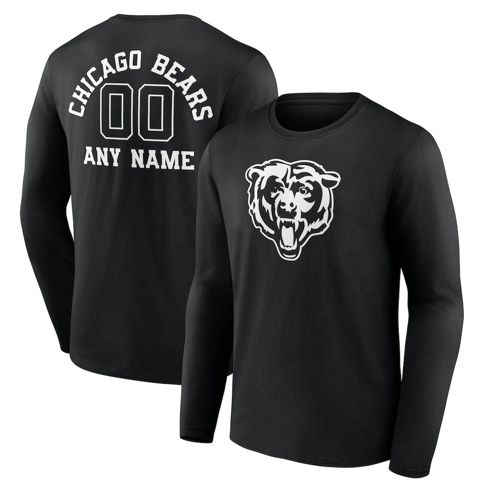 Chicago Bears Personalized Name & Number Monochrome Long Sleeve T-Shirt | NFL Near me