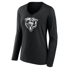 Chicago Bears Women's Personalized Name & Number Monochrome Long Sleeve V-Neck T-Shirt | NFL US