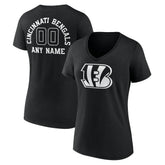 Cincinnati Bengals Women's Personalized Name & Number Monochrome V-Neck T-Shirt | NFL Online
