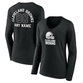 Cleveland Browns Women's Personalized Name & Number Monochrome Long Sleeve V-Neck T-Shirt | NFL On sale