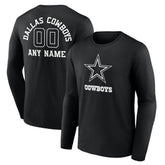 Dallas Cowboys Personalized Name & Number Monochrome Long Sleeve T-Shirt | NFL Sale