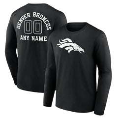 Denver Broncos Personalized Name & Number Monochrome Long Sleeve T-Shirt | NFL US