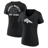 Denver Broncos Women's Personalized Name & Number Monochrome V-Neck T-Shirt | NFL Sale