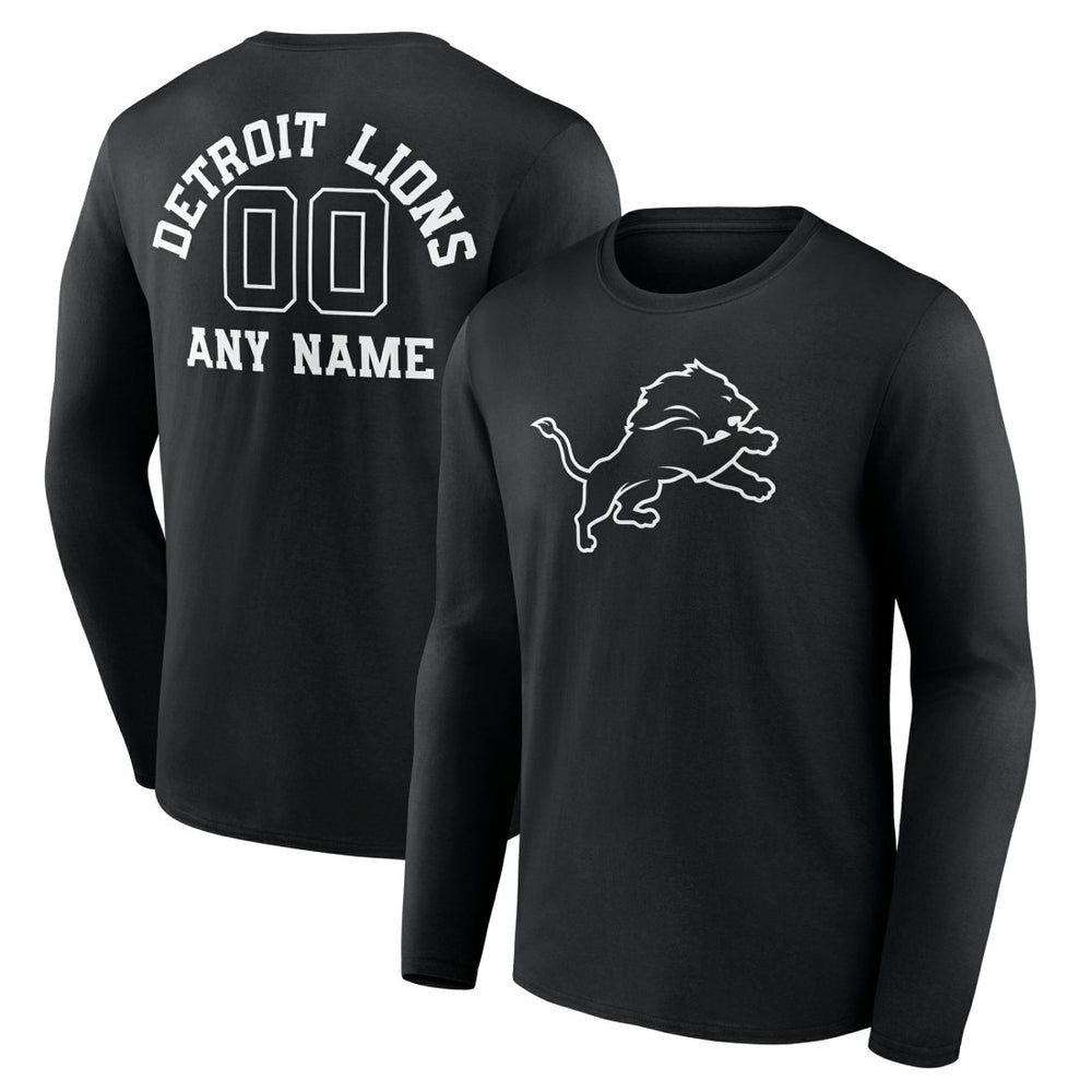 Detroit Lions Personalized Name & Number Monochrome Long Sleeve T-Shirt | NFL On sale
