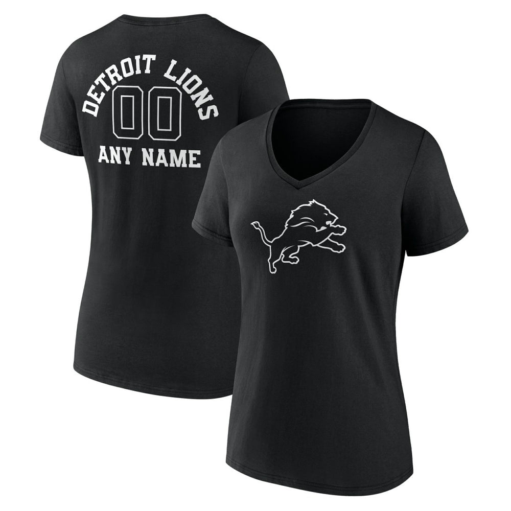 Detroit Lions Women's Personalized Name & Number Monochrome V-Neck T-Shirt | NFL Outlet