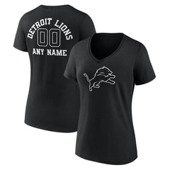 Detroit Lions Women's Personalized Name & Number Monochrome V-Neck T-Shirt | NFL Outlet