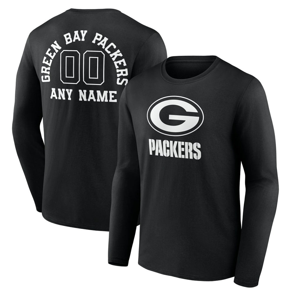 Green Bay Packers Personalized Name & Number Monochrome Long Sleeve T-Shirt | NFL Outlet