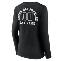 Green Bay Packers Women's Personalized Name & Number Monochrome Long Sleeve V-Neck T-Shirt | NFL Outlet