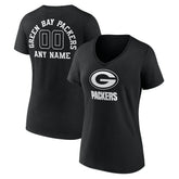 Green Bay Packers Women's Personalized Name & Number Monochrome V-Neck T-Shirt | NFL Online