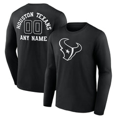 Houston Texans Personalized Name & Number Monochrome Long Sleeve T-Shirt | NFL US