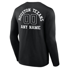 Houston Texans Personalized Name & Number Monochrome Long Sleeve T-Shirt | NFL US