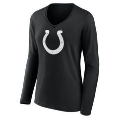 Indianapolis Colts Women's Personalized Name & Number Monochrome Long Sleeve V-Neck T-Shirt | NFL Discount