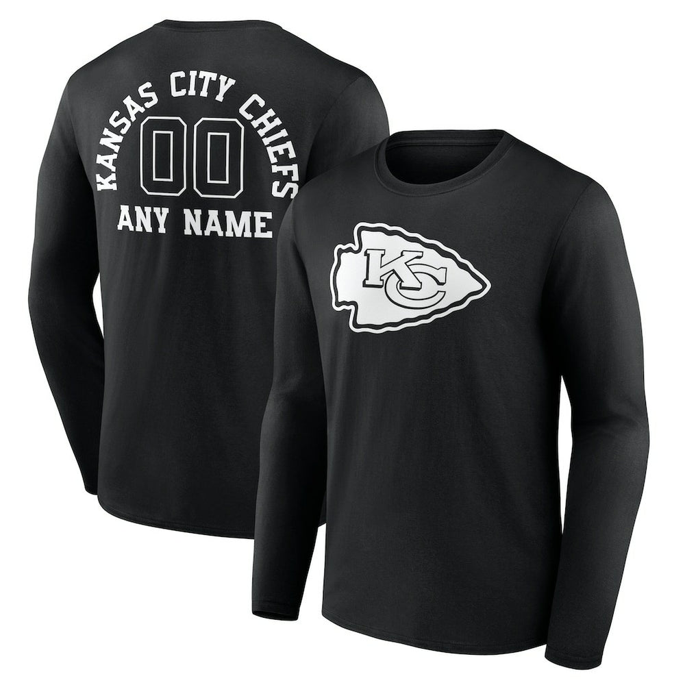 Kansas City Chiefs Personalized Name & Number Monochrome Long Sleeve T-Shirt | NFL Outlet