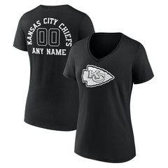 Kansas City Chiefs Women's Personalized Name & Number Monochrome V-Neck T-Shirt | NFL Online