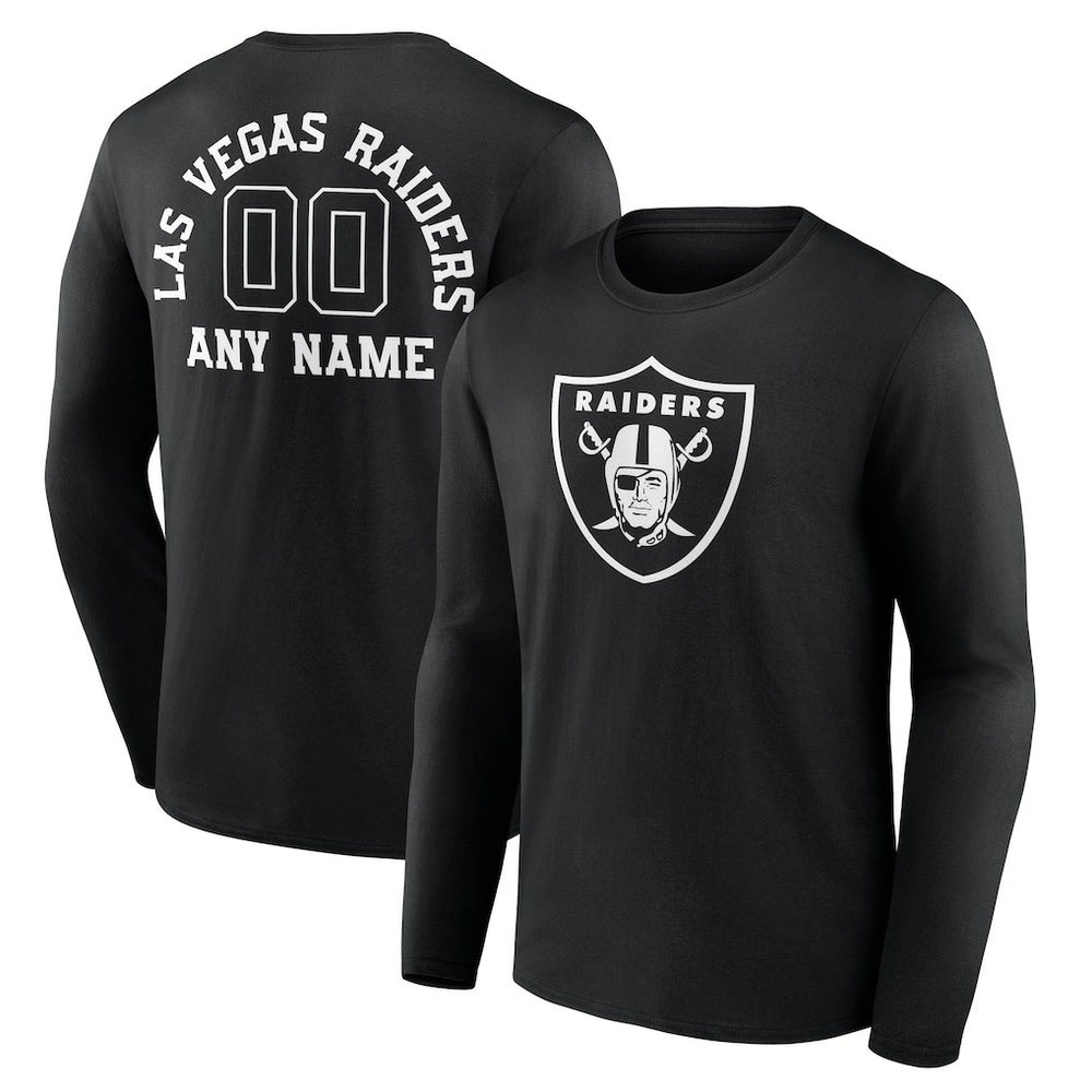 Las Vegas Raiders Personalized Name & Number Monochrome Long Sleeve T-Shirt | NFL Hot