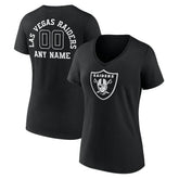 Las Vegas Raiders Women's Personalized Name & Number Monochrome V-Neck T-Shirt | NFL Hot
