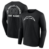 Los Angeles Chargers Personalized Name & Number Monochrome Long Sleeve T-Shirt | NFL Near me
