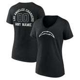 Los Angeles Chargers Women's Personalized Name & Number Monochrome V-Neck T-Shirt | NFL Hot