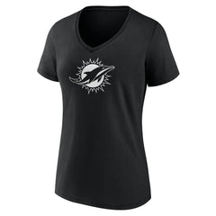 Miami Dolphins Women's Personalized Name & Number Monochrome V-Neck T-Shirt | NFL US