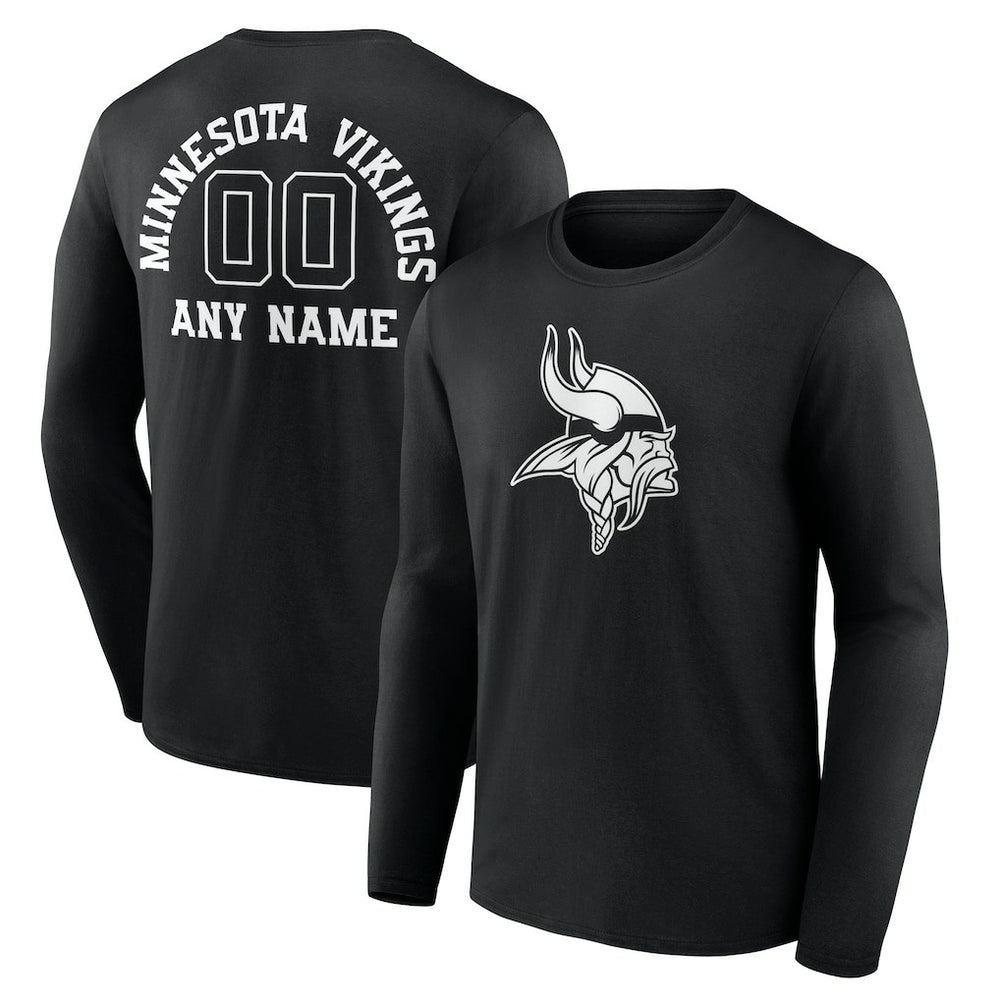 Minnesota Vikings Personalized Name & Number Monochrome Long Sleeve T-Shirt | NFL US