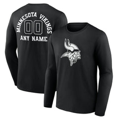 Minnesota Vikings Personalized Name & Number Monochrome Long Sleeve T-Shirt | NFL US