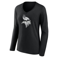 Minnesota Vikings Women's Personalized Name & Number Monochrome Long Sleeve V-Neck T-Shirt | NFL Sale