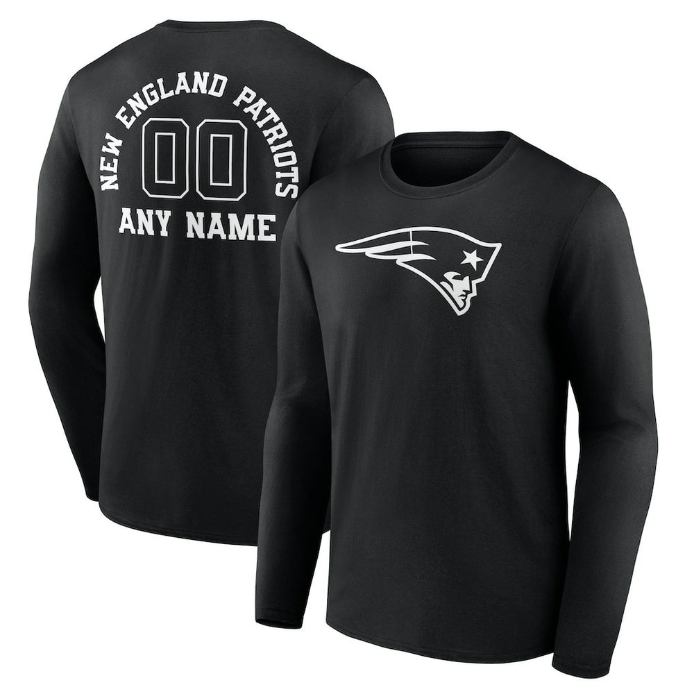 New England Patriots Personalized Name & Number Monochrome Long Sleeve T-Shirt | NFL New
