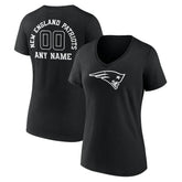 New England Patriots Women's Personalized Name & Number Monochrome V-Neck T-Shirt | NFL Online