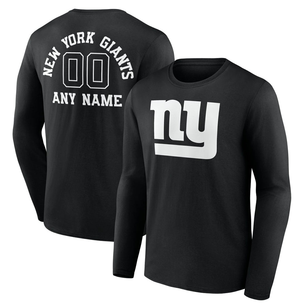 New York Giants Personalized Name & Number Monochrome Long Sleeve T-Shirt | NFL Discount