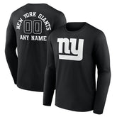 New York Giants Personalized Name & Number Monochrome Long Sleeve T-Shirt | NFL Discount