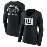 New York Giants Women's Personalized Name & Number Monochrome Long Sleeve V-Neck T-Shirt | NFL Near me