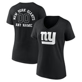 New York Giants Women's Personalized Name & Number Monochrome V-Neck T-Shirt | NFL Discount