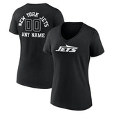 New York Jets Women's Personalized Name & Number Monochrome V-Neck T-Shirt | NFL Discount