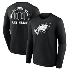 Philadelphia Eagles Personalized Name & Number Monochrome Long Sleeve T-Shirt | NFL Outlet