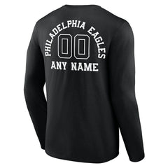 Philadelphia Eagles Personalized Name & Number Monochrome Long Sleeve T-Shirt | NFL Outlet