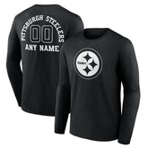 Pittsburgh Steelers Personalized Name & Number Monochrome Long Sleeve T-Shirt | NFL New
